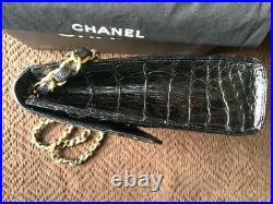 100% Authentic Chanel Vintage Black Alligator Crocodile
