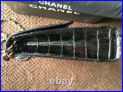 100% Authentic Chanel Vintage Black Alligator Crocodile