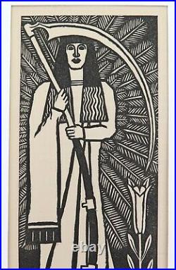 1930s LARGE LINOCUT BOOKPLATE by RON MEADOWS UNTITLED. EX MANUSCRIPTS MAGAZINE