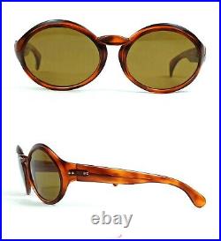 1950's Vintage Round Sunglasses Acetate Tortoise Art Deco France Oval Medium 60s