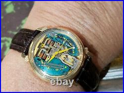 1964 Bulova Accutron Large dial Spaceview Watch 214 Yellow dot rare Runs Gr8