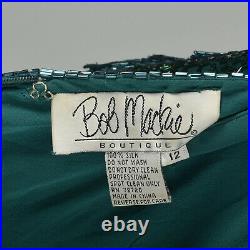 1980s Large Bob Mackie Beaded Gown Caged Back Hi Low Beaded Fringe Hem VTG 80s