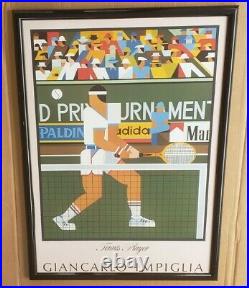 1984 Vintage Giancarlo Impiglia TENNIS PLAYER Framed Art Poster Print