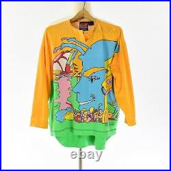 1987 Vintage Peter Max Psychedelic Graphic Henley Shirt Womens L Neo Max