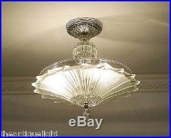 334 Vintage 30's 40's Ceiling Light Lamp Fixture Chandelier Re-Wired SUNFLOWER
