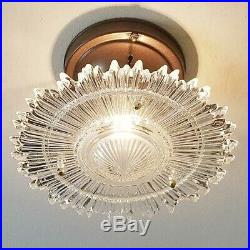 436z Vintage arT Deco Ceiling Light Lamp Fixture Glass Re-Wired 1 of 3