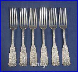 6 Vtg Antique Gorham Sterling Silver St. Cloud c. 1855 Large Dinner Forks 7-5/8