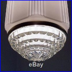 958 Vintage aRT DEco 40's Ceiling Light Lamp Fixture Glass bath ANTIQUE 1 of 3