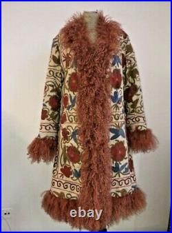 Afghan Coat Sheepskin Floral Embroidered Coat Penny Lane Coat Like ZAZI Vintage