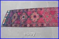 Anatolian Rug, Turkish Rug, 2.4x12.7 ft Runner Rug, Vintage Rugs, Bedroom Rug