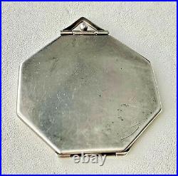 Antique Large Webster Sterling Silver Art Deco Hexagon Locket Fob