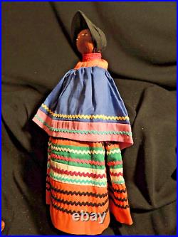 Antique VTG Large 10.5 Seminole Indian Doll Handmade Clothing Displayed Rare