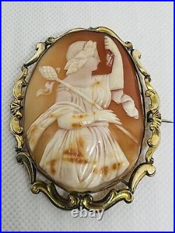 Antique Victorian Rare, Large Mythological Shell Cameo Vintage 2.5X2 inches