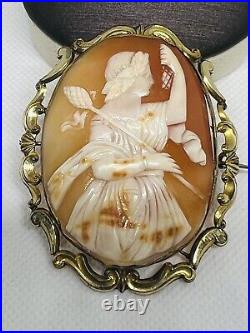 Antique Victorian Rare, Large Mythological Shell Cameo Vintage 2.5X2 inches