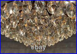 Antique Vintage Brass & Crystals Beautiful LARGE Chandelier Ceiling Lamp