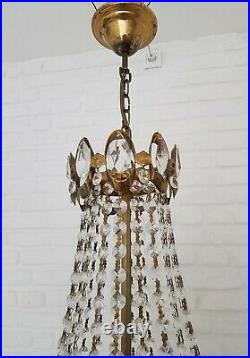 Antique Vintage Brass & Crystals HUGE French Chandelier Lighting Ceiling Lamp