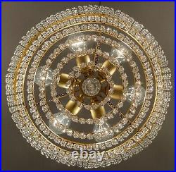 Antique Vintage Brass & Crystals LARGE Chandelier Ceiling Lamp Light