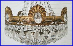 Antique Vintage Brass & Crystals LARGE French Chandelier Lighting Ceiling Lamp