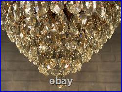 Antique Vintage Brass & Crystals LARGE French Empire Chandelier Ceiling Lamp