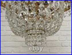 Antique Vintage Brass & Crystals UNIQUE LARGE Chandelier Ceiling Lamp Light