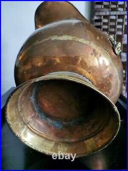 Antique Vintage Copper Brass Bucket Planter Handled Large