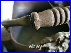 Antique Vintage Copper Brass Bucket Planter Handled Large