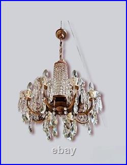 Antique Vintage Large Chandelier Crystals Brass 8 Arm 8 Lights