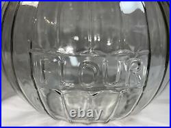 Antique/Vintage Large Hoosier Flour Glass Canister Ball Pumpkin Jar WITH LID