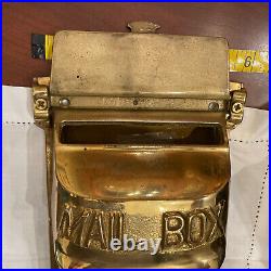 Antique Vintage Standard Mailbox Ornate Solid Brass Wall Mount Mail Box