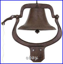 Antique Vintage Style Large Cast Iron Dinner Farm Bell Outdoor Church School
