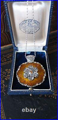 Antique Vintage Victorian Silver 800 Extra Large and Heavy Pendant on Chain