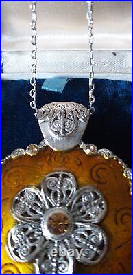 Antique Vintage Victorian Silver 800 Extra Large and Heavy Pendant on Chain