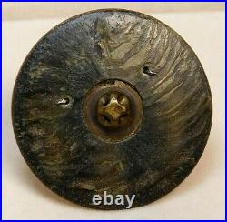 Antique Vtg BUTTON Large Iridescent Pearl Shell witha Brass Victorian Gate Hinge