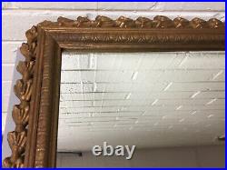Antique Vtg Large Gold Gilt Carved Wood Wall Mirror 34 X 26 Beautiful Rare