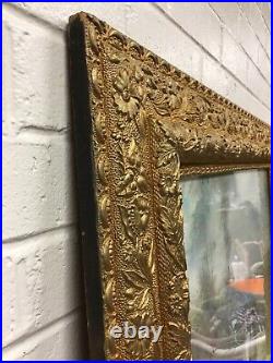 Antique Vtg Large Gold Gilt Gesso Ornate Picture Frame Barbola 35 X 29 Baroque