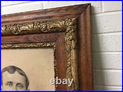 Antique Vtg Large Wood Gesso Layered Wood Frame Potrait Picture 30 X 26 Beauty