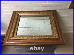 Antique Vtg X-large Baroque Barbola Gold Gesso Gilt Framed Mirror 30 3/4 X 27