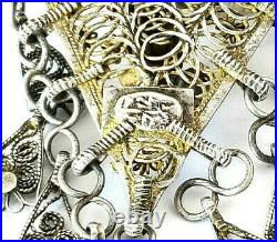 Antique large Yemen Silver/gold Bawsani filigree silver dangles pendant, Bawsani