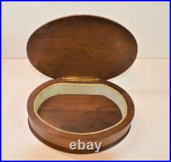 Antique or Vtg large mahogany or rosewood oval hinged box Victorian Engraving