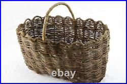 Antique primitive handmade Woven Large Gathering Basket Bentwood VTG