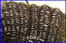 Antique primitive handmade Woven Large Gathering Basket Bentwood VTG
