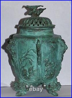 Antique/vintage Chinese Cast Bronze Censer Incense Burner Tripod Large