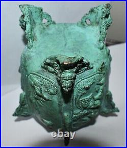 Antique/vintage Chinese Cast Bronze Censer Incense Burner Tripod Large