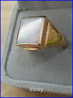 Antique vintage Hallmarked 9k Yellow Gold Large Opal Ring Size U 1/2
