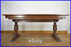 Antique vintage large carved refectory kitchen dining table