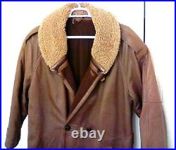 BRECOS VTG Mens Buttery Lambskin Leather & Sheep Fur Insulated Trench Coat Large