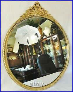 Beautiful Large Antique/Vintage 34 Ornate Round Gold Wood Framed Wall Mirror