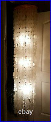 Beautiful Vintage 70's Large 5' CAPIZ Shell Hanging Lamp PreOwned