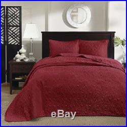 Beautiful XXXL Large Red Soft Vintage Scroll Stitch Bedspread Quilt Set King