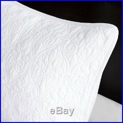 Beautiful X Extra Large White Classic Scroll Stitch Bedspread Quilt Set King Sz